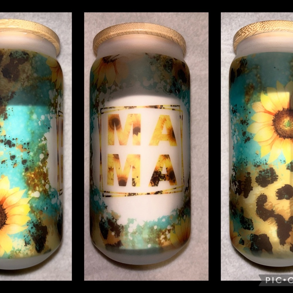 MAMA Sunflower 18oz Tumbler (White Paper Inside To Show Design)